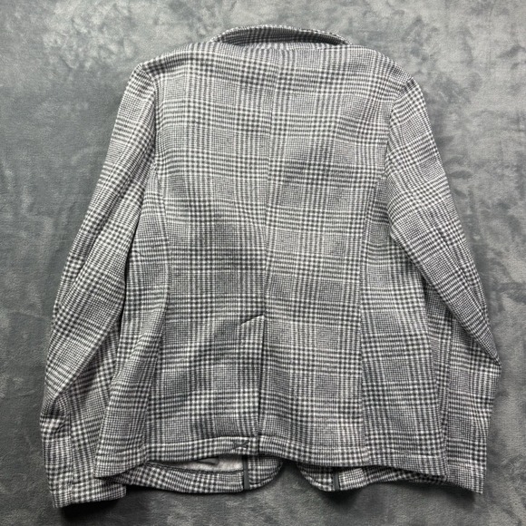 Lands' End Glen Plaid Notch Fleece Blazer Womens Size Medium Black White - Picture 5 of 5